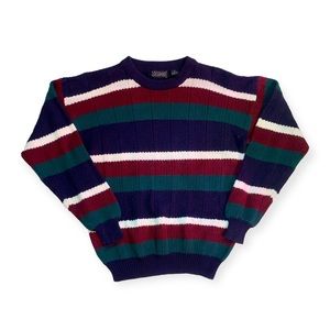Vintage crewneck knit sweater mens sweater vintage grandpa sweater navy, green